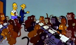 Создать мем: симпсоны битва обезьян, обезьяна симпсоны, симпсоны обезьяны с ножами