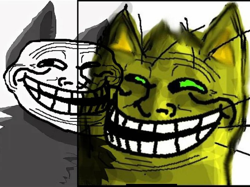 Create meme: The troll cat, the trollface , trolls meme