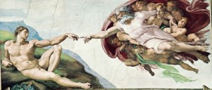 Create meme: Michelangelo fresco, Michelangelo the creation, Michelangelo