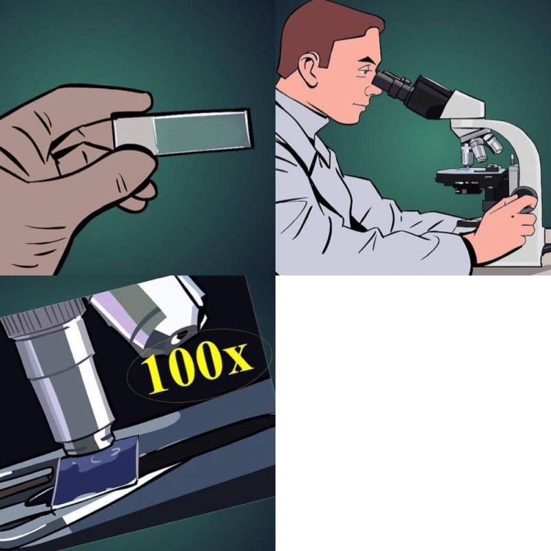 Create meme: microscope, memes about microscope, using a microscope