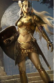 Create meme: figure goddess athena, armor goddesses, gladiatrix art