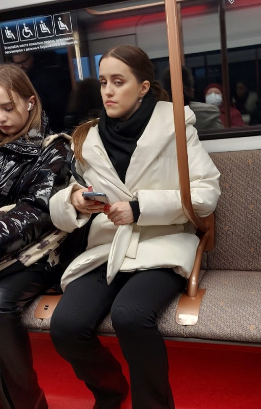 Create meme: feet , girls in the subway, stylish in the subway