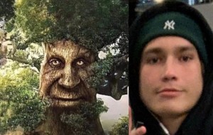 Create meme: male, face, tree