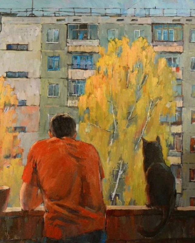 Create meme: painting painting, painting autumn, Alexander Gunin is the artist of the painting cats