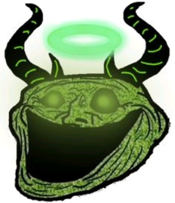 Create meme: the green monster, the troll's face, Troll face with horns green