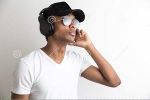 Create meme: black guy, the man in the earphones, guy with headphones