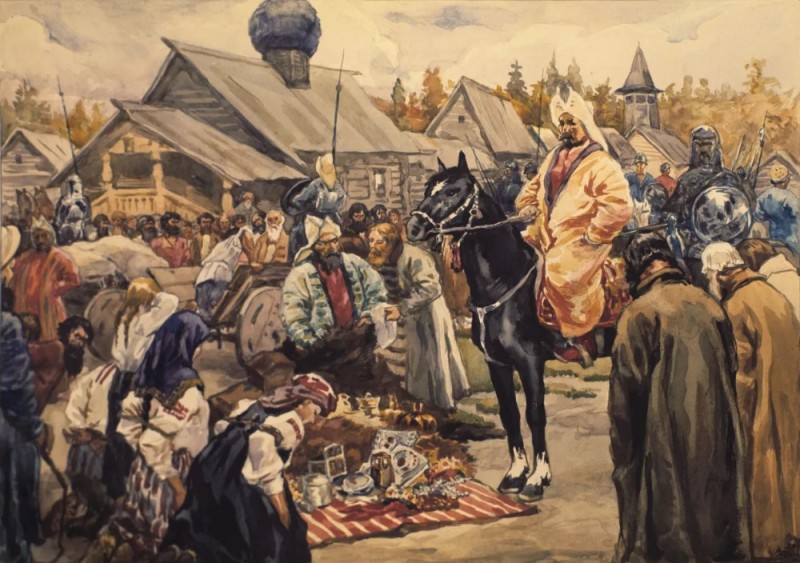 Create meme: baskaki, the Mongol invasion of Russia, baskaki painting