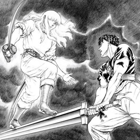 Create meme: Griffith manga Berserk, griffith and gats, Berserk battle of Gats and Griffith