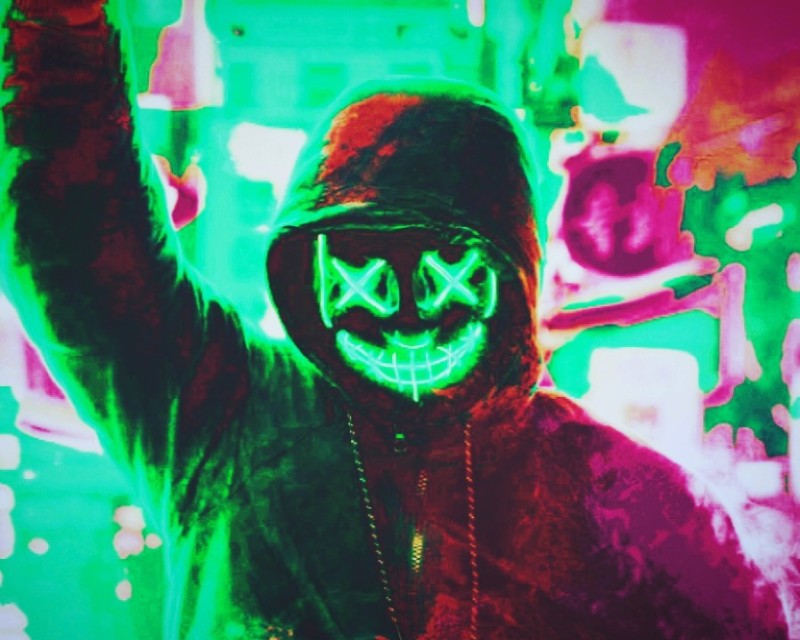 Create meme: the man in the mask, neon smoke, cool people