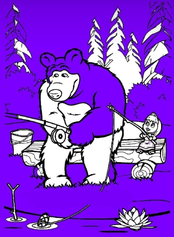 Create meme "masha and the bear new year coloring book, masha and the