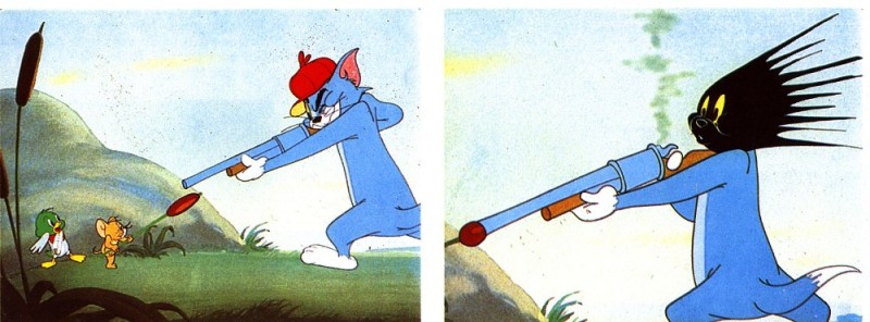 Create meme: Tom and Jerry Tom with a gun, Tom and Jerry Jerry with a gun in, Tom and Jerry with a gun