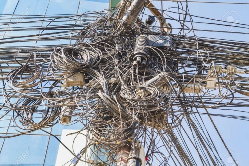 Create meme: tangled wires, power line wires, a bunch of wires