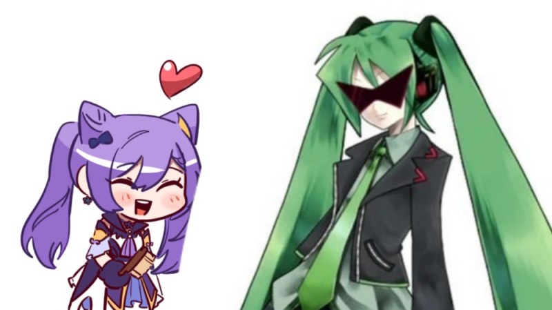 Create meme: chibi genshin, vocaloid hatsune miku , Chibi