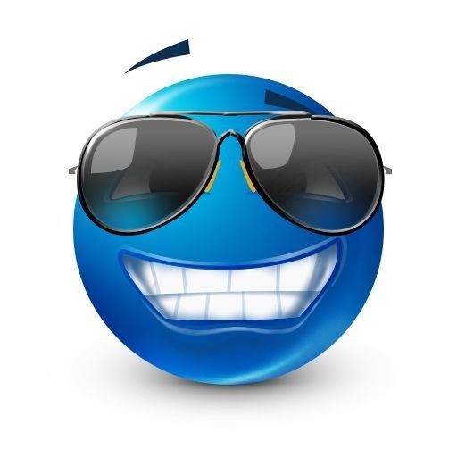 Create meme: smiley blue, glasses emoticon, blue smiley face