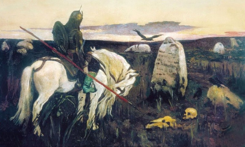 Create meme: Vasnetsov knight at the crossroads painting, Vasnetsov Victor Mikhailovich Vityaz, Vasnetsov the knight