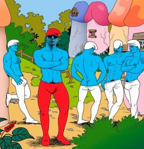 Create meme: the Smurfs are gay, gay sex the Smurfs, gay Smurfs