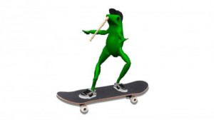 Создать мем: skater boy, here come dat boi, Мем лягушка