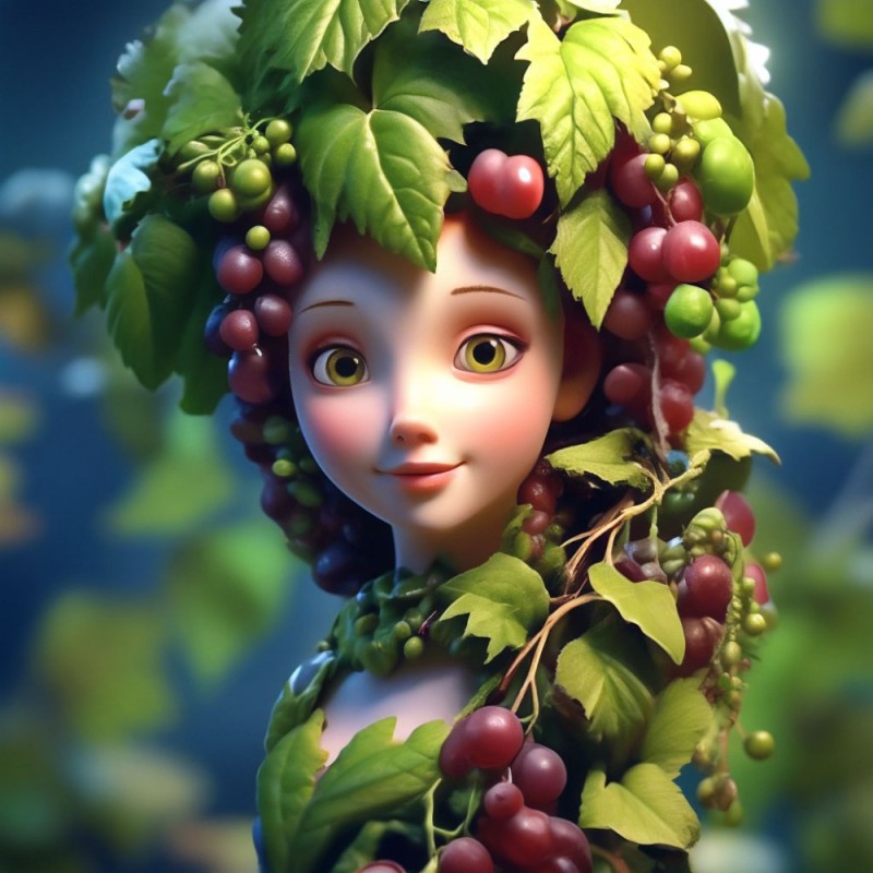 Create meme: mavka lesnaya, cute girl, grapes