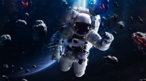 Создать мем: космонавт скафандр, выход в открытый космос, человек в космосе