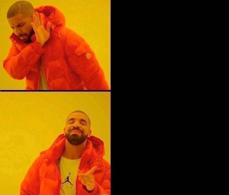 Create meme: Drake , meme with a man in an orange jacket, drake meme