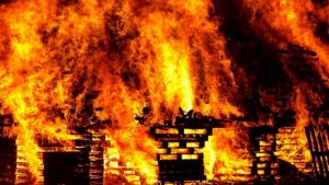 Create meme: fire, burn, burning house