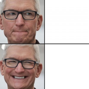 Create meme: people, phone, Tim cook