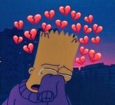 Create meme: Bart Simpson sad, simpson is sad, Bart Simpson crying with hearts