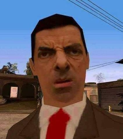 Create meme: Mr. bean , Mr. Bean in GTA San Andreas, duel standoff 2 vs streamer m40