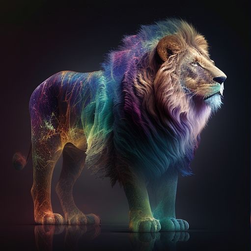 Create meme: Leo , The lion is multicolored, lion art