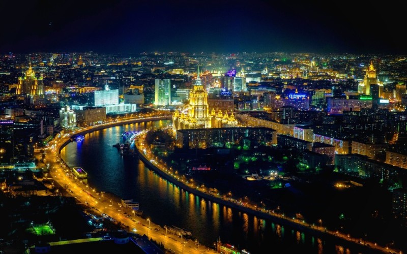 Create meme: Moscow at night , the night city of Moscow, Moscow night