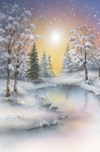 Create meme: landscape painting, landscape winter