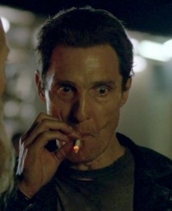 Create meme: Matthew McConaughey meme with a cigarette, McConaughey smokes meme, Matthew McConaughey with a cigarette