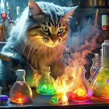 Create meme: The apothecary cat, cats are scientists, cat chemist