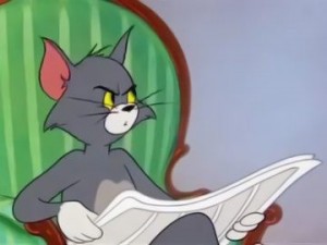 Create meme: cat Tom, cat Tom with the newspaper, Tom and Jerry meme Tom