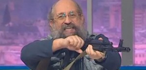 Create meme: Igor Stepanov, Anatoly Wasserman, Wasserman with a gun