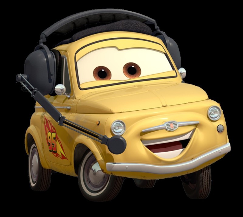 Create meme: cars disney, yellow car from wheelbarrows, Luigi character cars