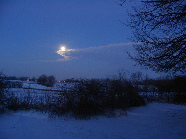 Create meme: the phenomenon of the blue moon, nature , winter landscape