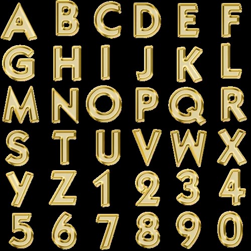 Create meme: fonts , alphabet , gold letters