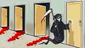 Create meme: meme death with a scythe and doors, meme of death and doors, death is knocking on the door meme