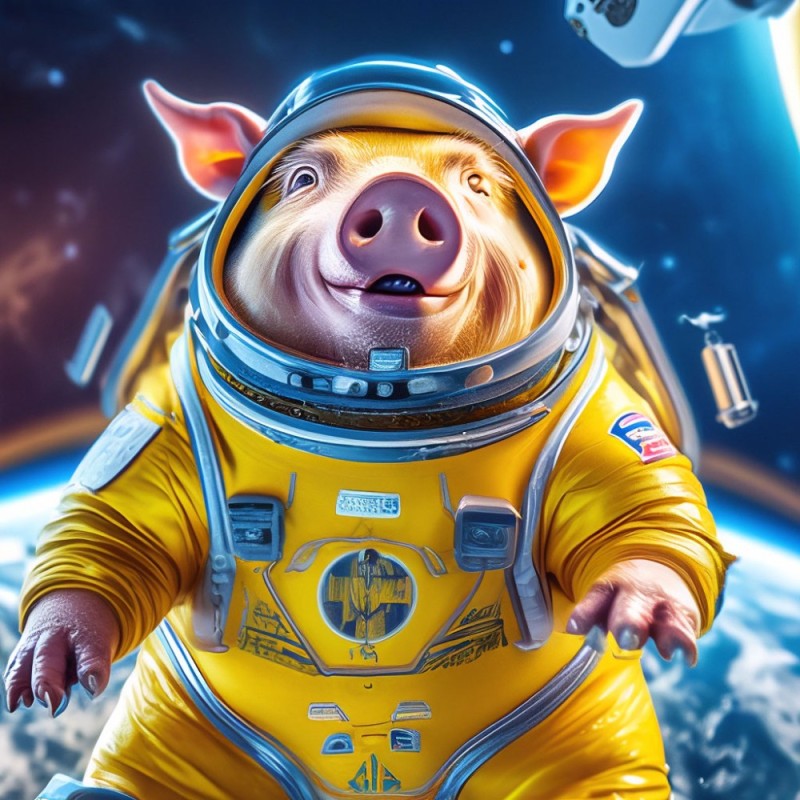 Create meme: space, pig in a spacesuit, fantastic space