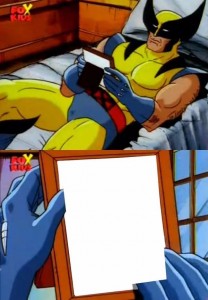 Create meme: Wolverine on the bed with, meme of Wolverine, Wolverine meme template