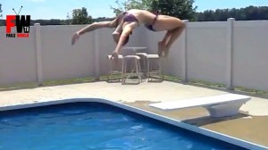 Create meme: backflip, crap in the pool, funny videos falling into the water