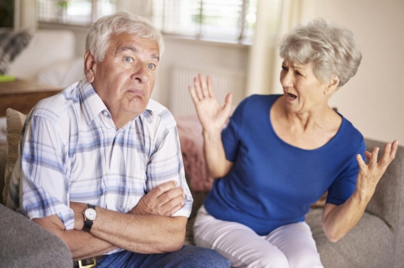 Create meme: the quarrel of elderly spouses, an elderly person does not hear well, An elderly couple quarreling