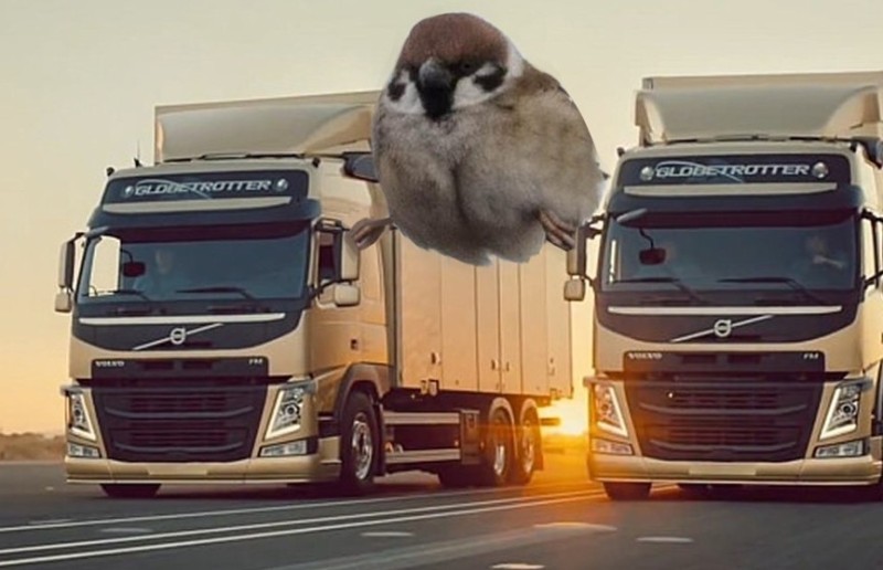 Create meme: van damme twine on trucks, jean Claude van damme splits on trucks, Jean Claude Vandam the splits on the truck