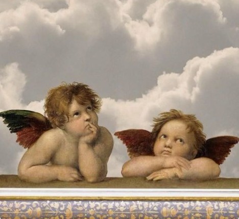 Create meme: Raphael's Angels painting, Raphael's Angels, Raphael