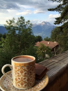 Создать мем: утро кофе солнце, ирина, чашка кофе в горах