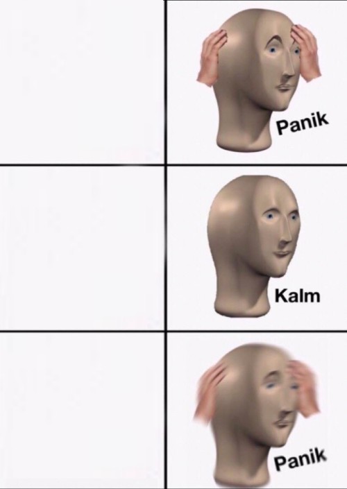 Create meme: kalm panic meme, kalm panik meme, memes with a head