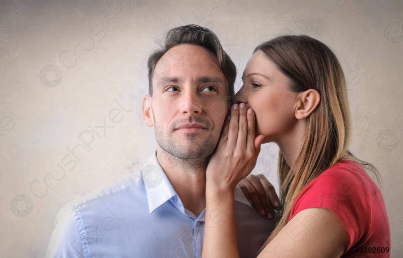 Create meme: the girl whispers to the man, the girl whispers to the guy, the man whispers into the ear of the woman